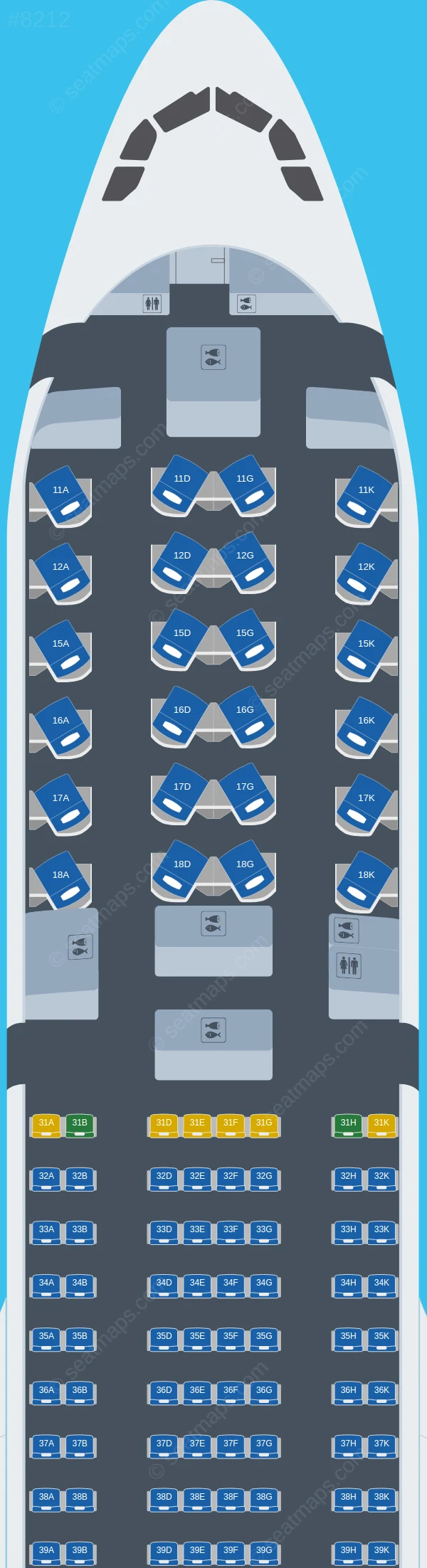 Lucky Air Airbus A330-300 seatmap preview