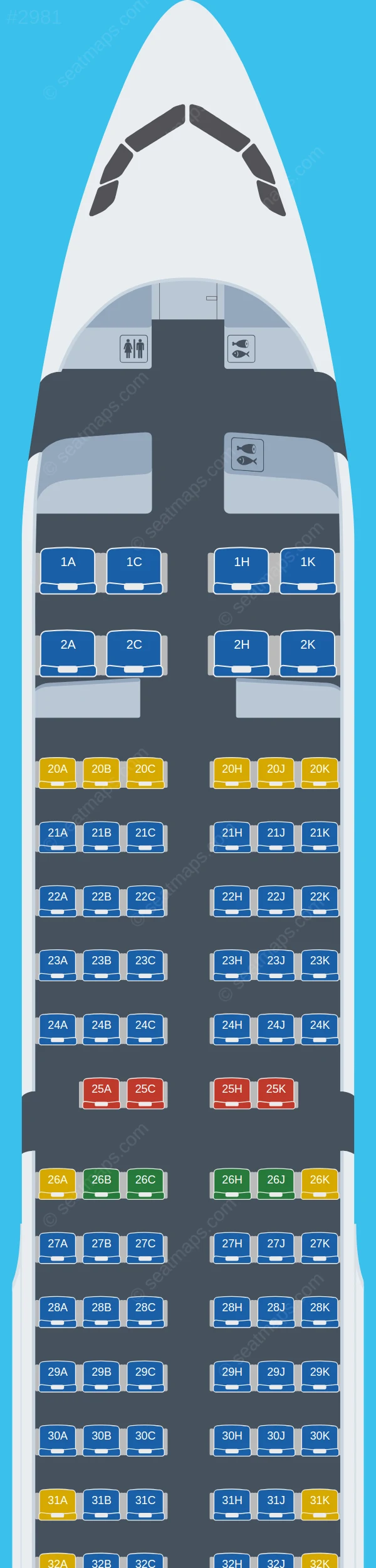 EVA Air Airbus A321-200 seatmap preview
