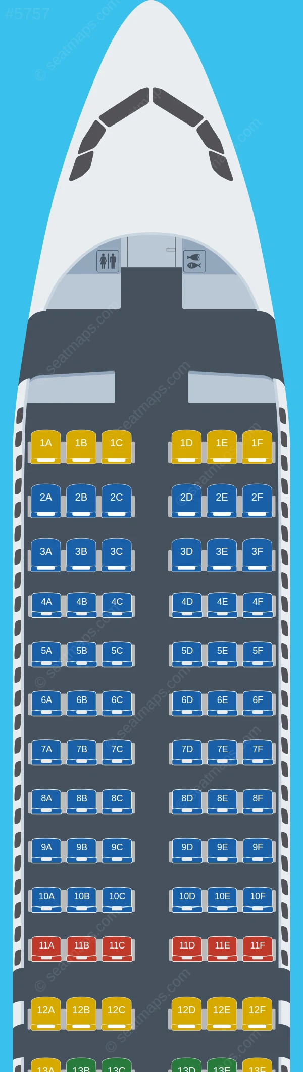 Frontier Airlines Airbus A320neo seatmap preview
