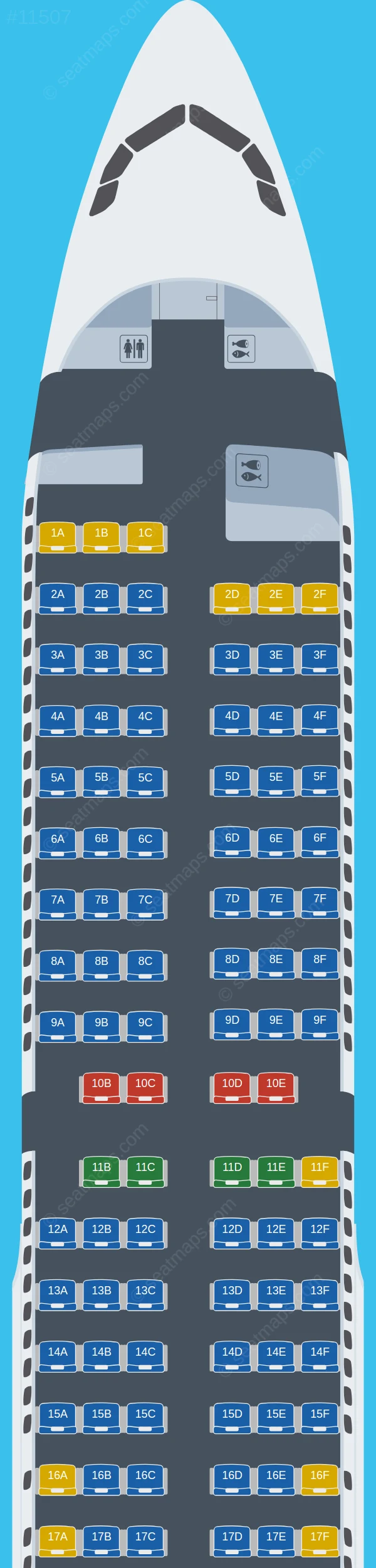 Global Crossing Airlines Airbus A321-200 V.1 seatmap preview