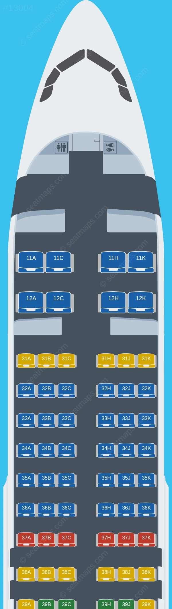 Hong Kong Airlines Airbus A320-200 V.2 seatmap preview