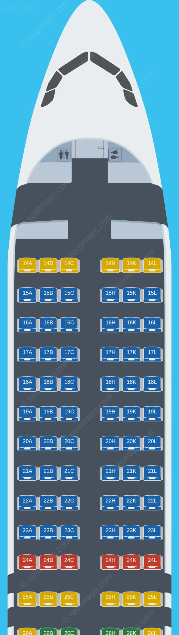 AZAL Azerbaijan Airlines Airbus A320neo V.3 seatmap preview