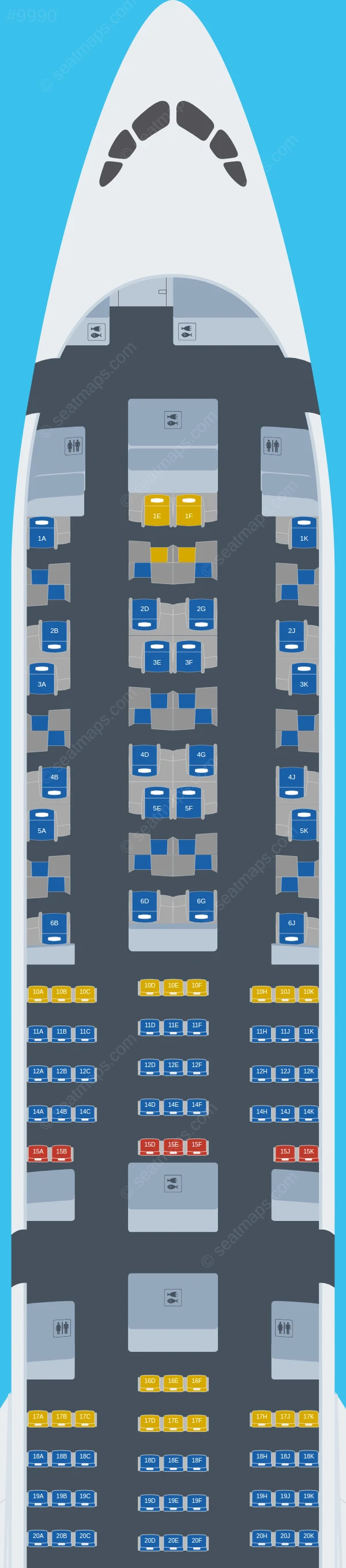 Qatar Airways Airbus A350-1000 V.2 seatmap preview