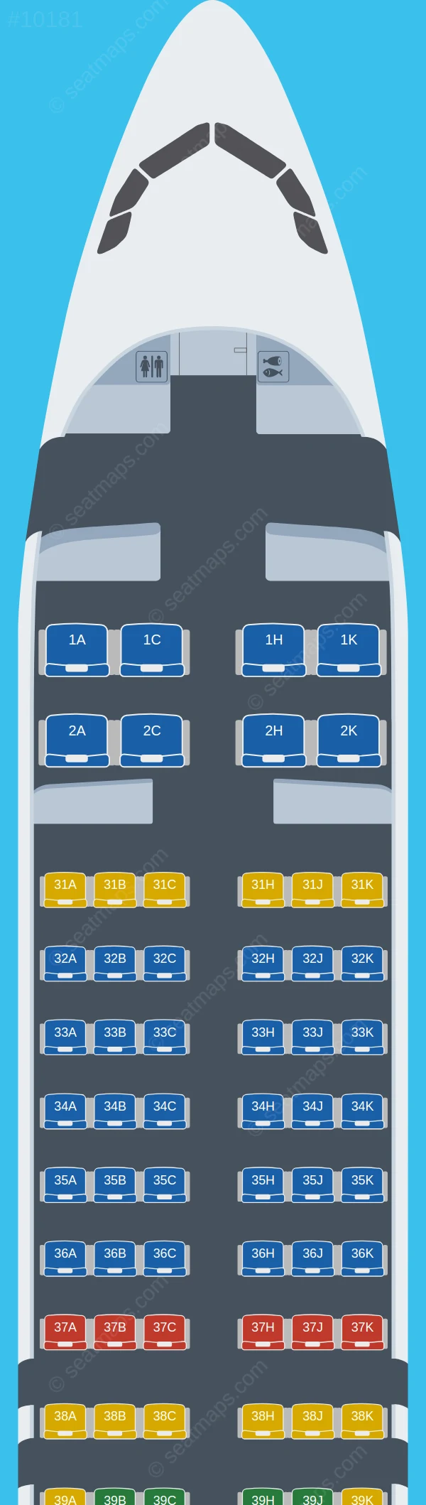 Juneyao Air Airbus A320neo seatmap preview