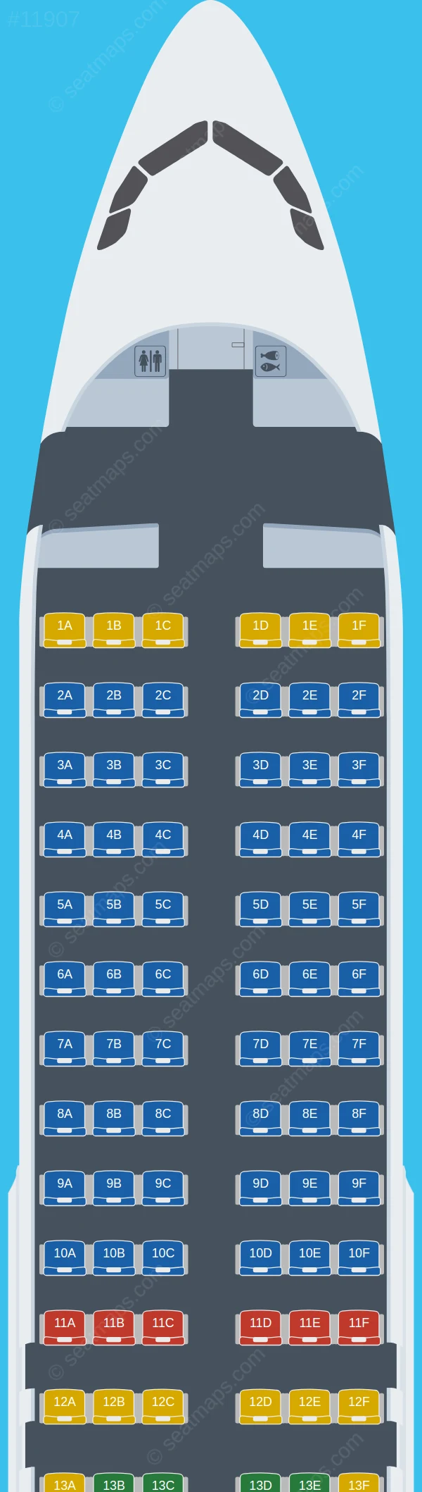 FlyArystan Airbus A320-200 seatmap preview