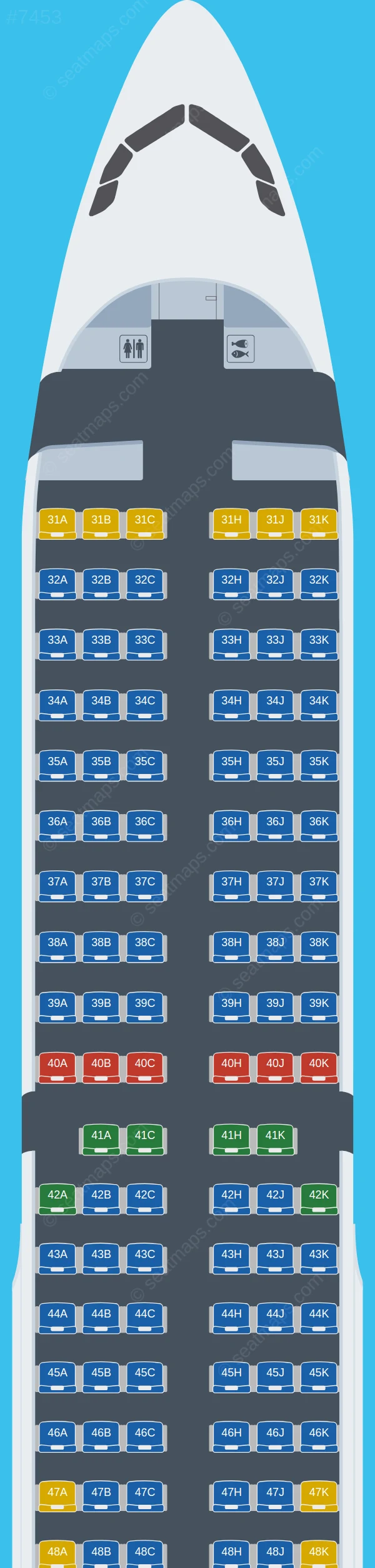 Tianjin Airlines Airbus A321-200 V.1 seatmap preview