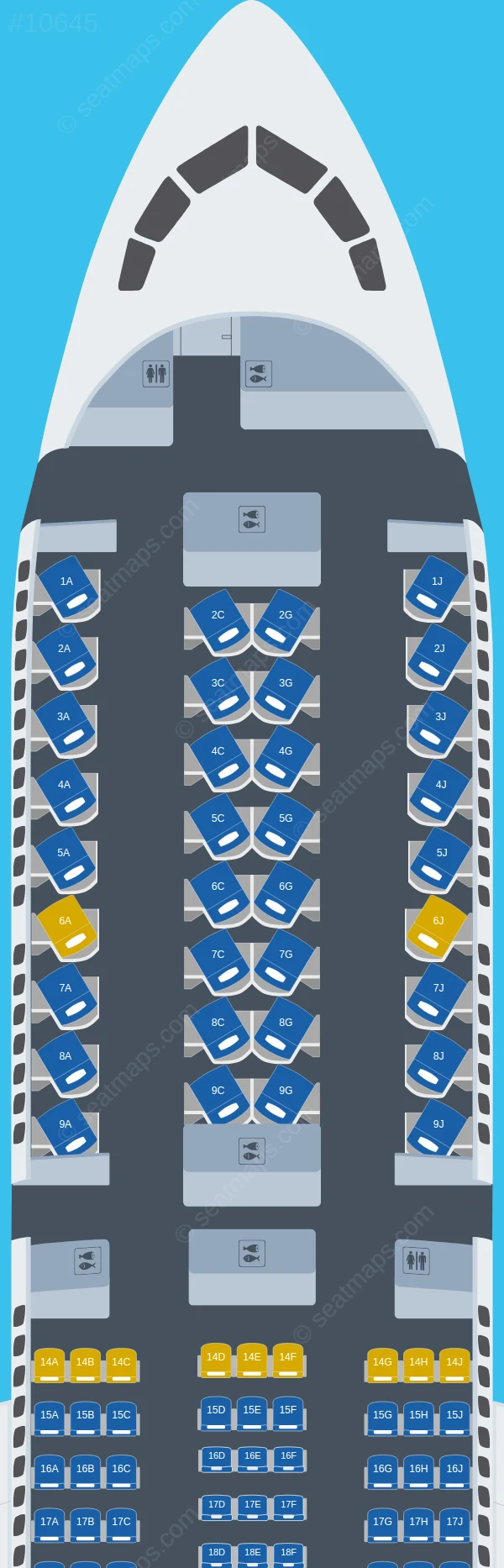 Hawaiian Airlines Boeing 787-9 seatmap preview