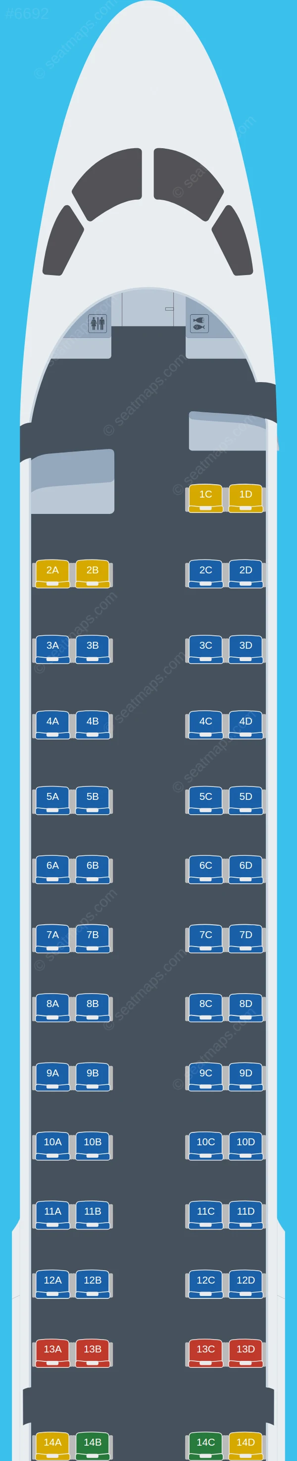 Portugalia Embraer E195 seatmap preview