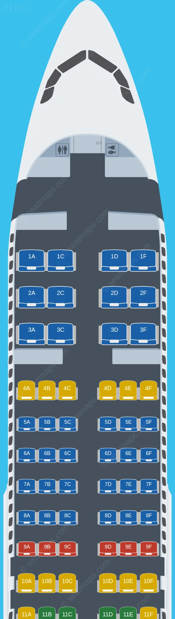 American Airlines Airbus A320-200 seatmap preview