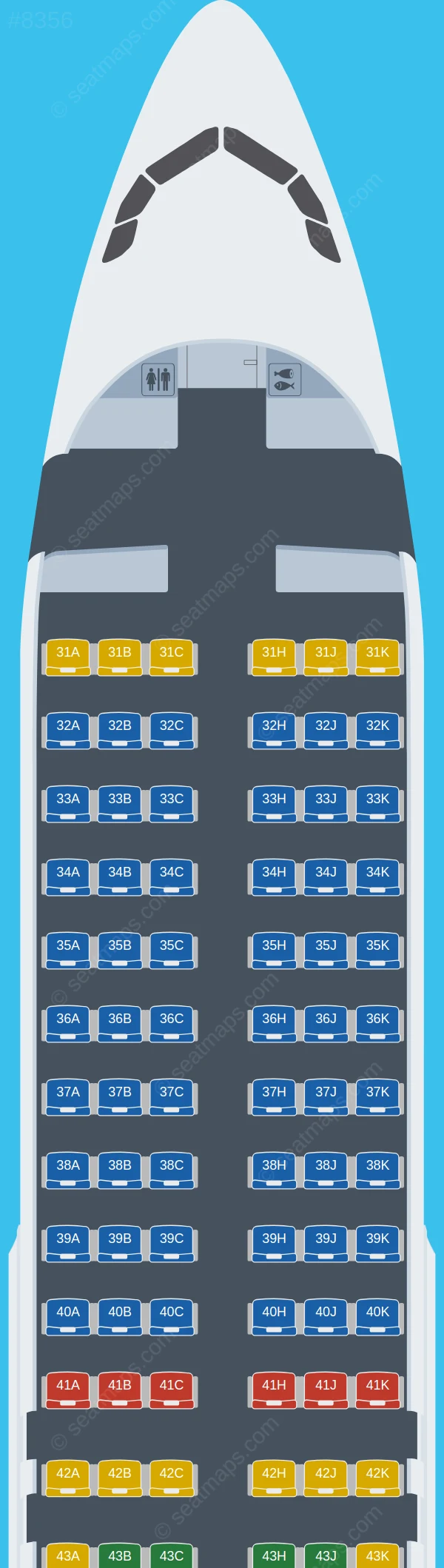 Tianjin Airlines Airbus A320-200 V.3 seatmap preview