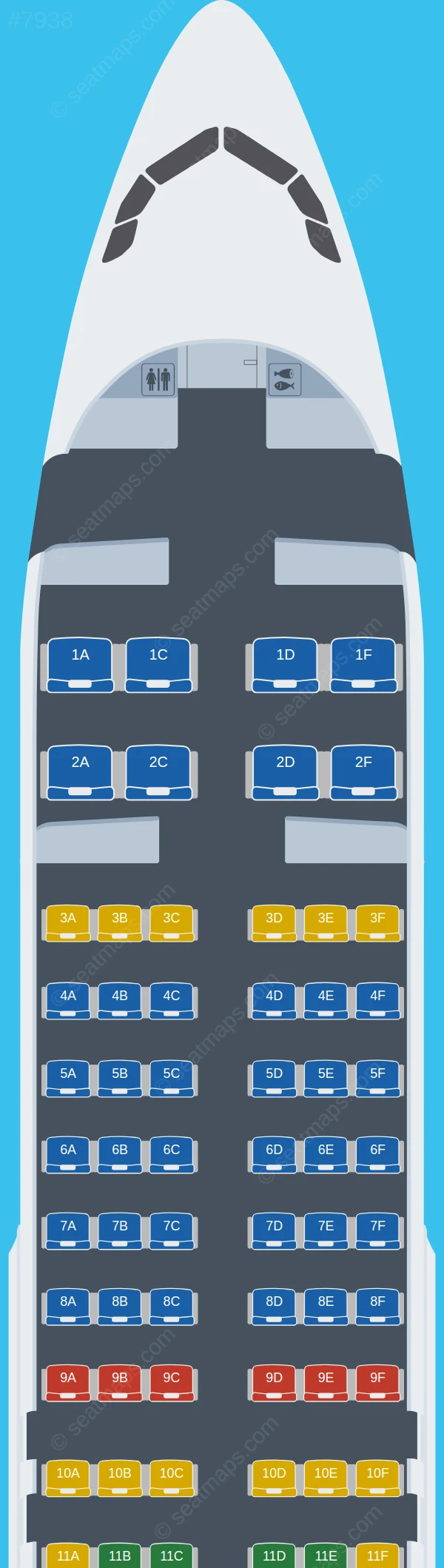 Qingdao Airlines Airbus A320-200 seatmap preview