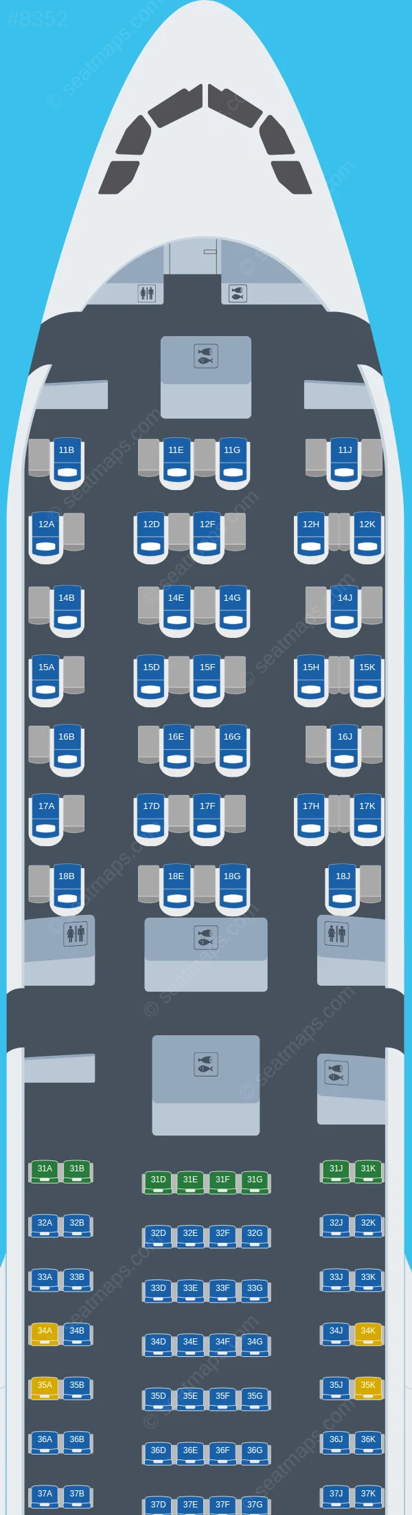 Thai Airways International Airbus A330-300 V.1 seatmap preview