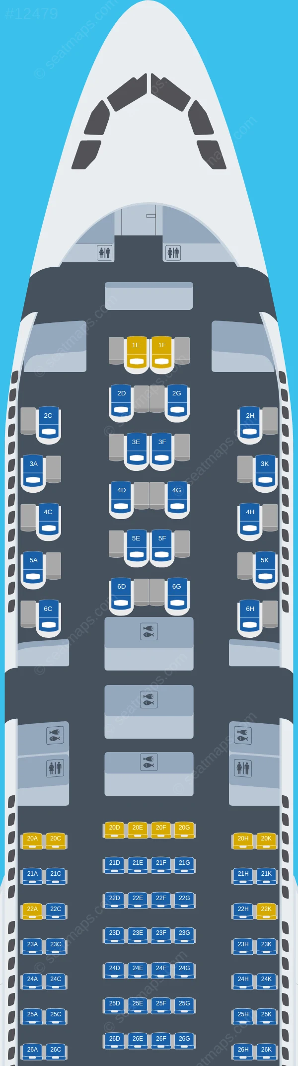 Azul Brazilian Airlines Airbus A330-200 V.3 seatmap preview