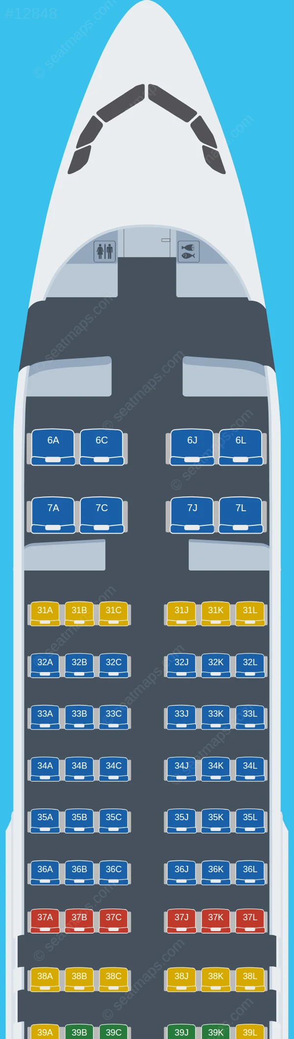 South African Airways Airbus A320-200 V.6 seatmap preview