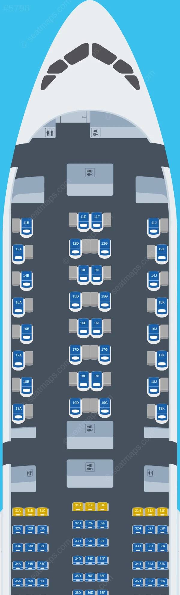 Thai Airways International Airbus A350-900 V.1 seatmap preview