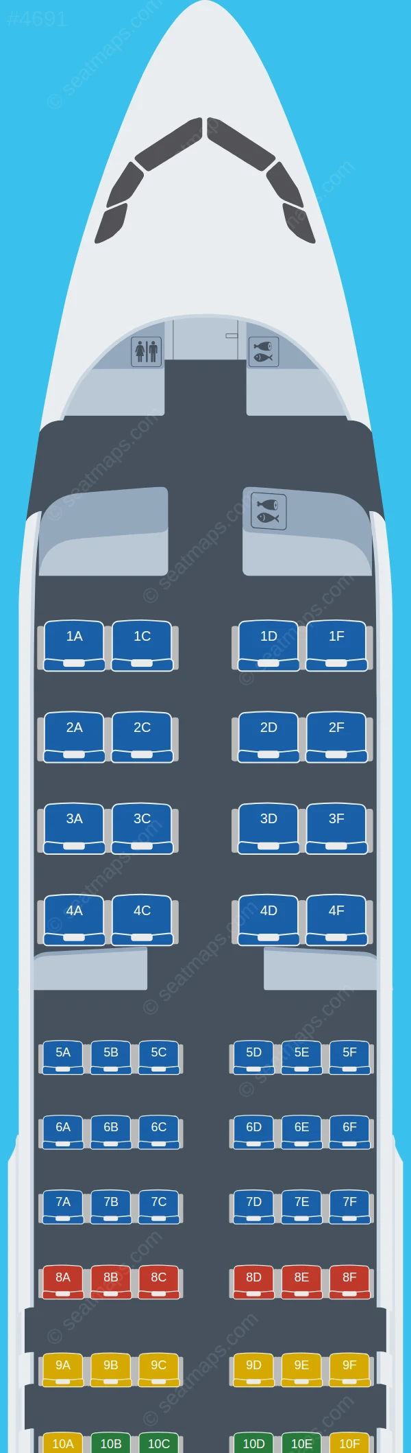 Afriqiyah Airways Airbus A320-200 seatmap preview