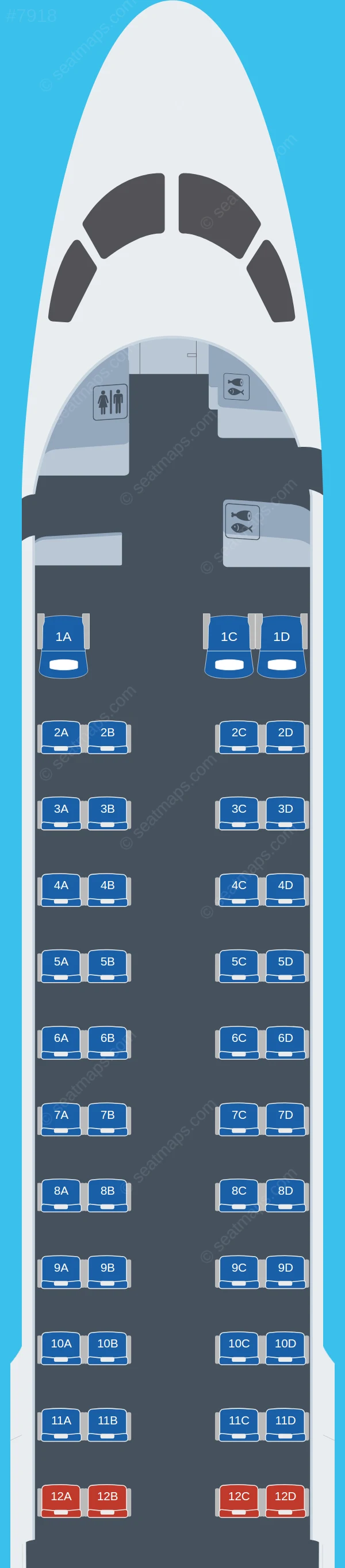 Colorful Guizhou Airlines Embraer E190 V.1 seatmap preview