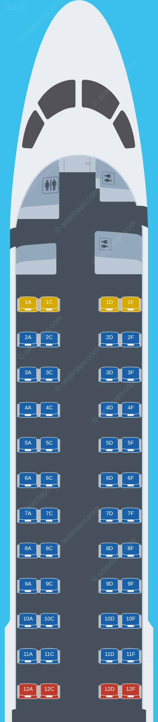 Swiss Embraer E190 seatmap preview