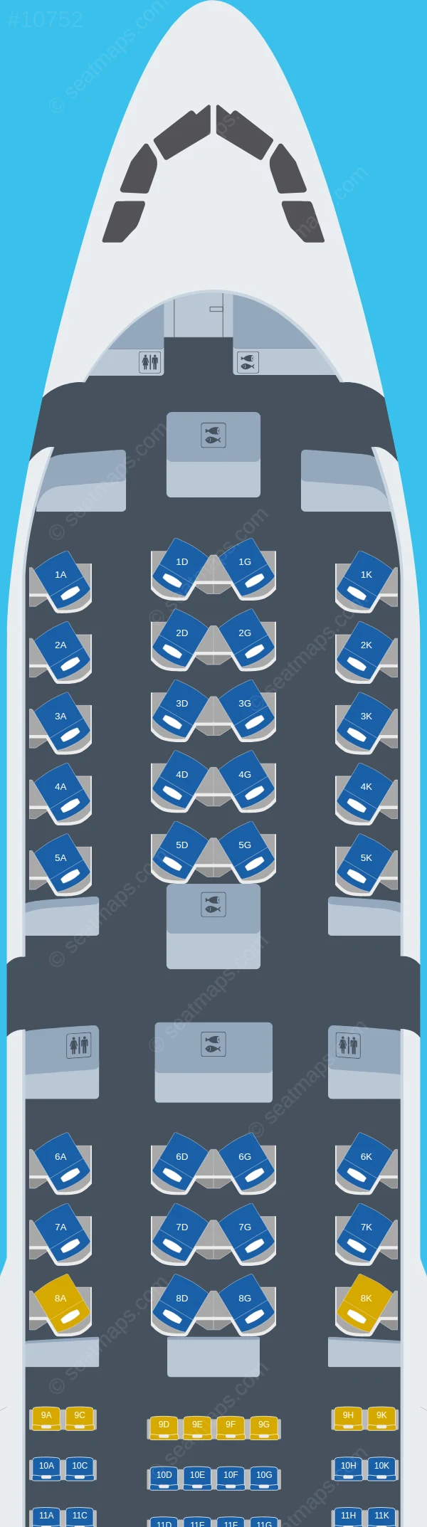 Kuwait Airways Airbus A330-800neo seatmap preview