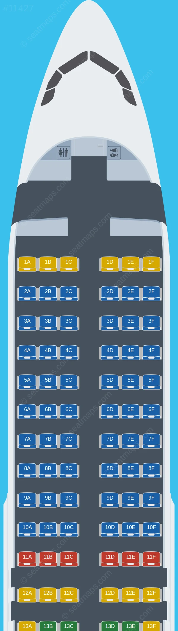 Valletta Airlines Airbus A320-200 seatmap preview
