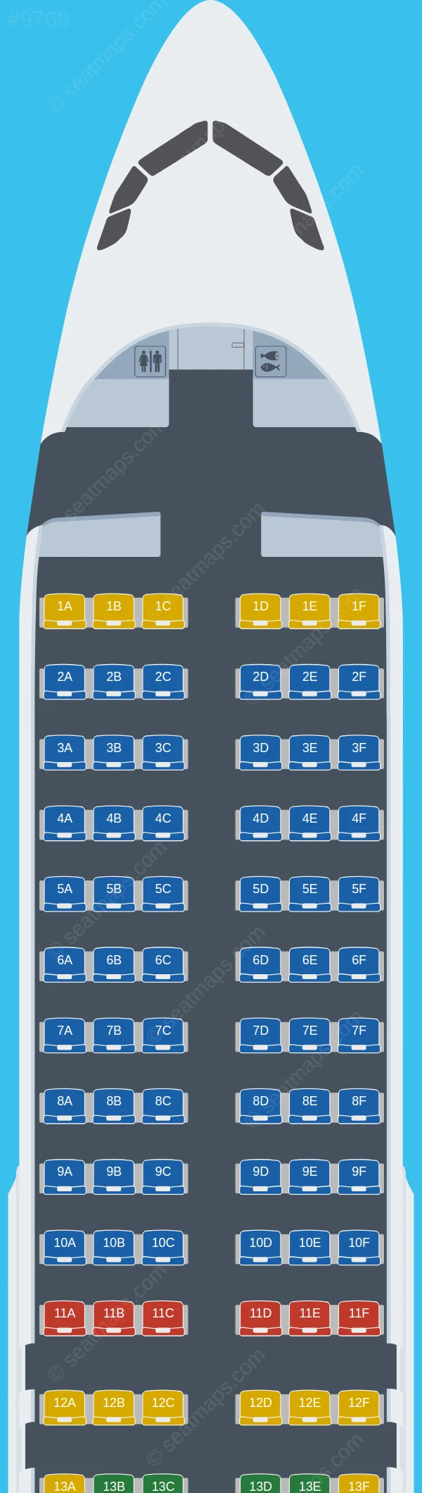 China Express Airlines Airbus A320-200 V.1 seatmap preview