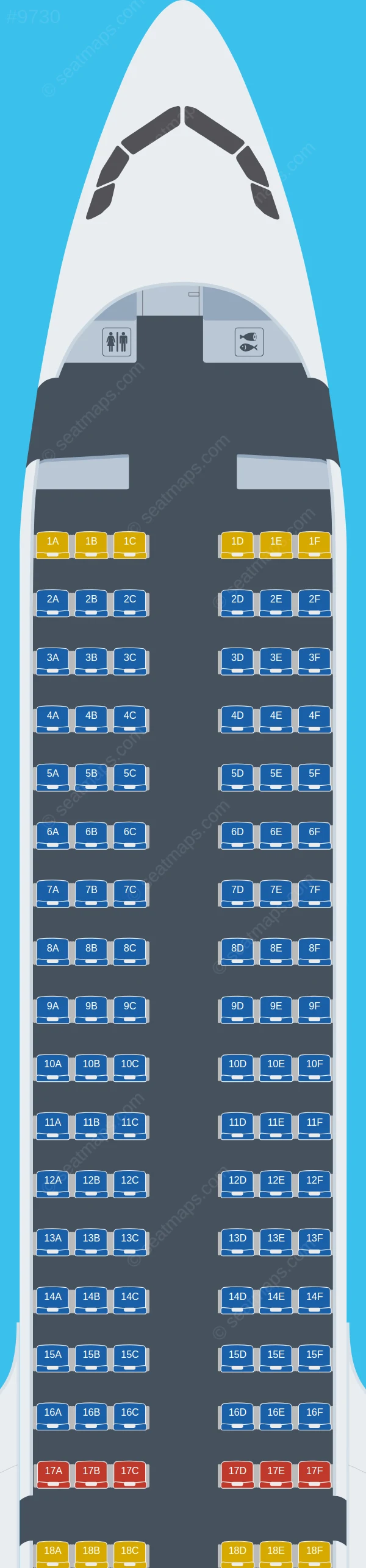 Ural Airlines Airbus A321neo LR seatmap preview