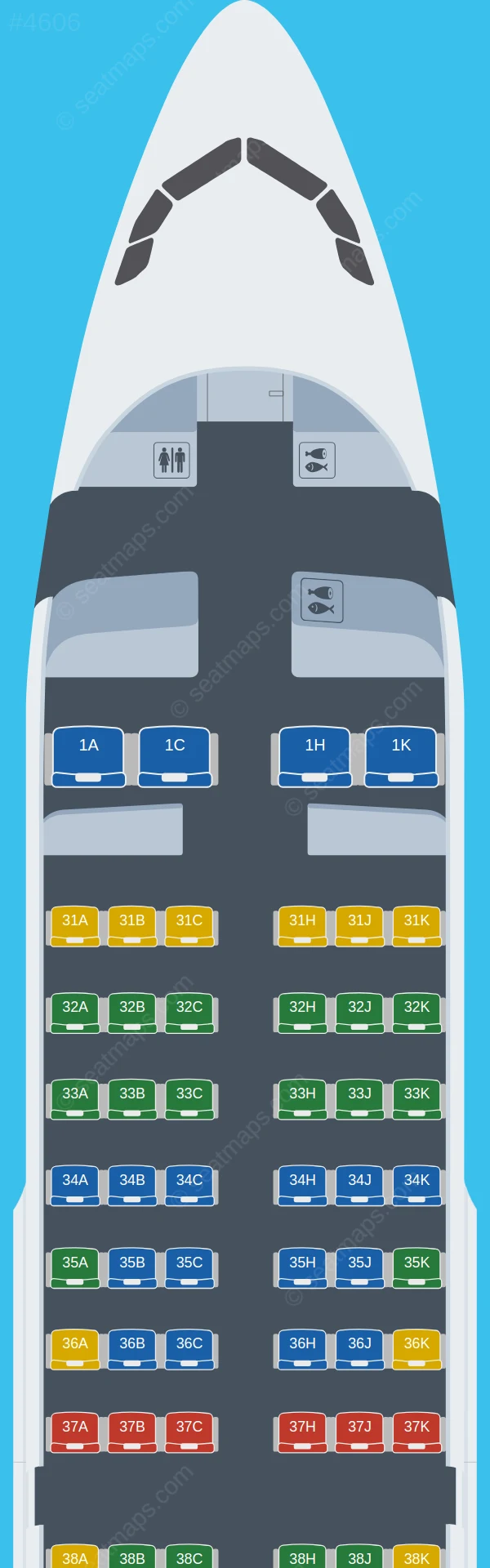 Chongqing Airlines Airbus A319-100 seatmap preview