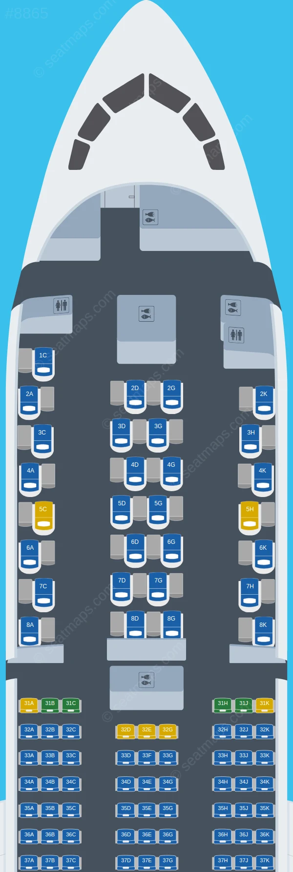 Juneyao Air Boeing 787-9 seatmap preview