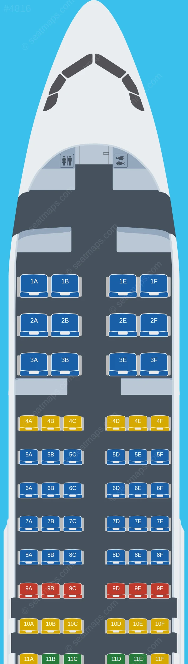 Uzbekistan Airways Airbus A320-200 V.1 seatmap preview