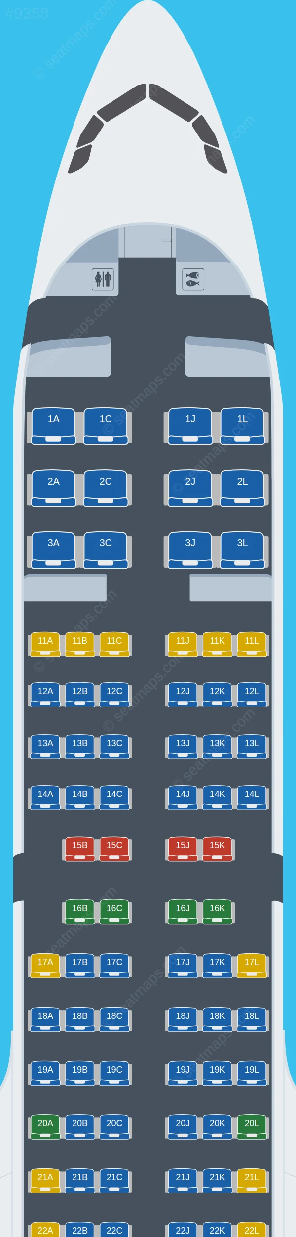 Air China Airbus A321neo V.1 seatmap preview