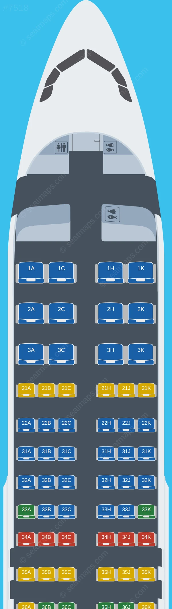 PAL Express Airbus A320-200 V.1 seatmap preview