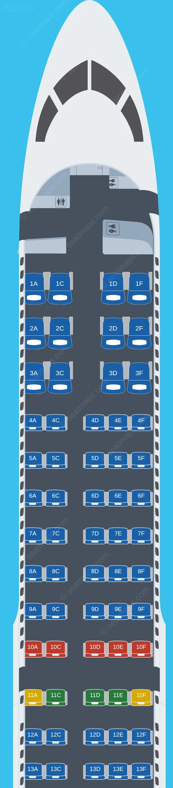 Animawings Airbus A220-300 V.1 seatmap preview
