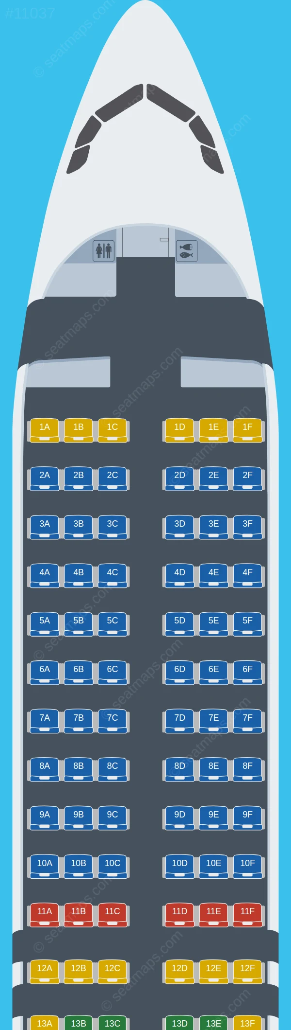 Tigerair Taiwan Airbus A320neo seatmap preview
