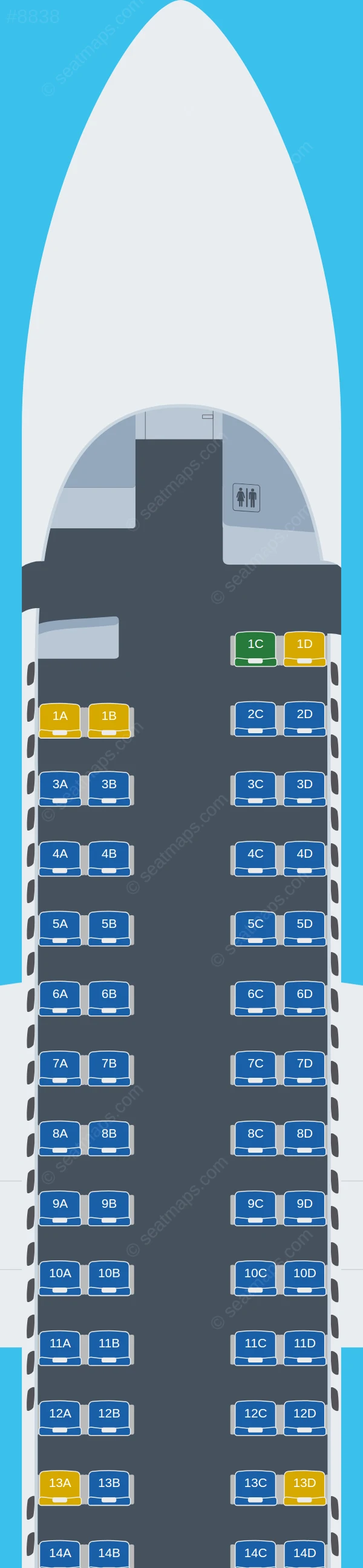 SpiceJet De Havilland Q400 V.2 seatmap preview