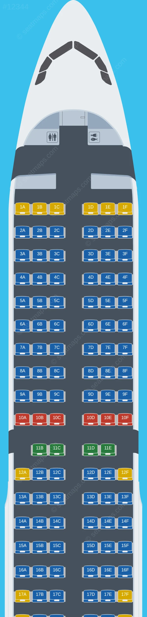 AJet Airbus A321-200 seatmap preview