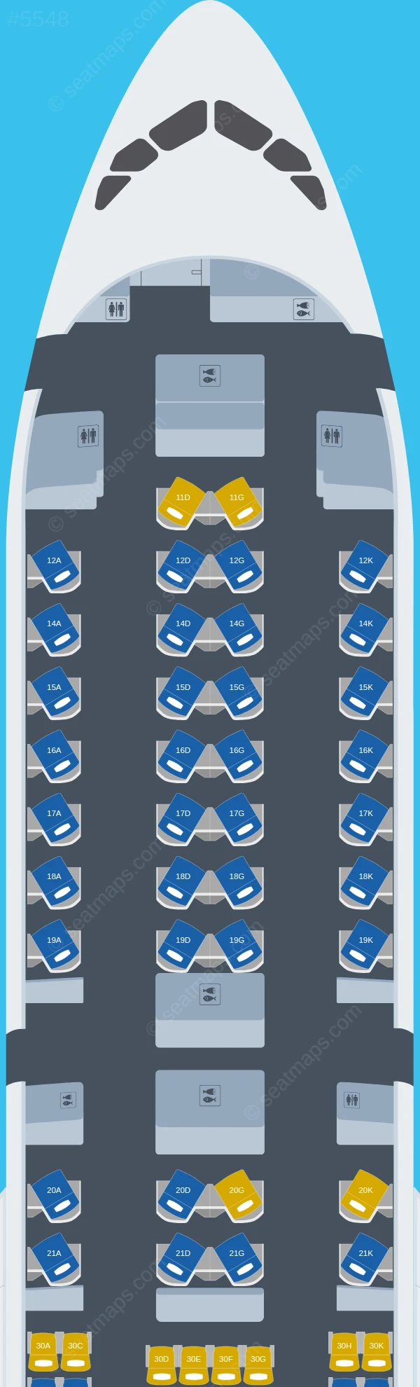 Cathay Pacific Airbus A350-900 seatmap preview