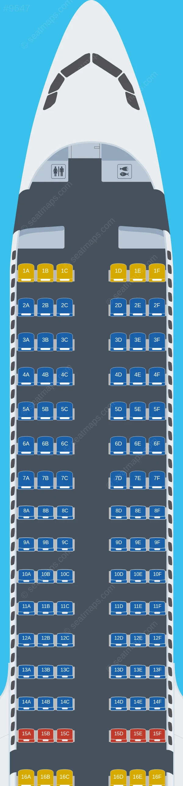 Azul Brazilian Airlines Airbus A321neo seatmap preview