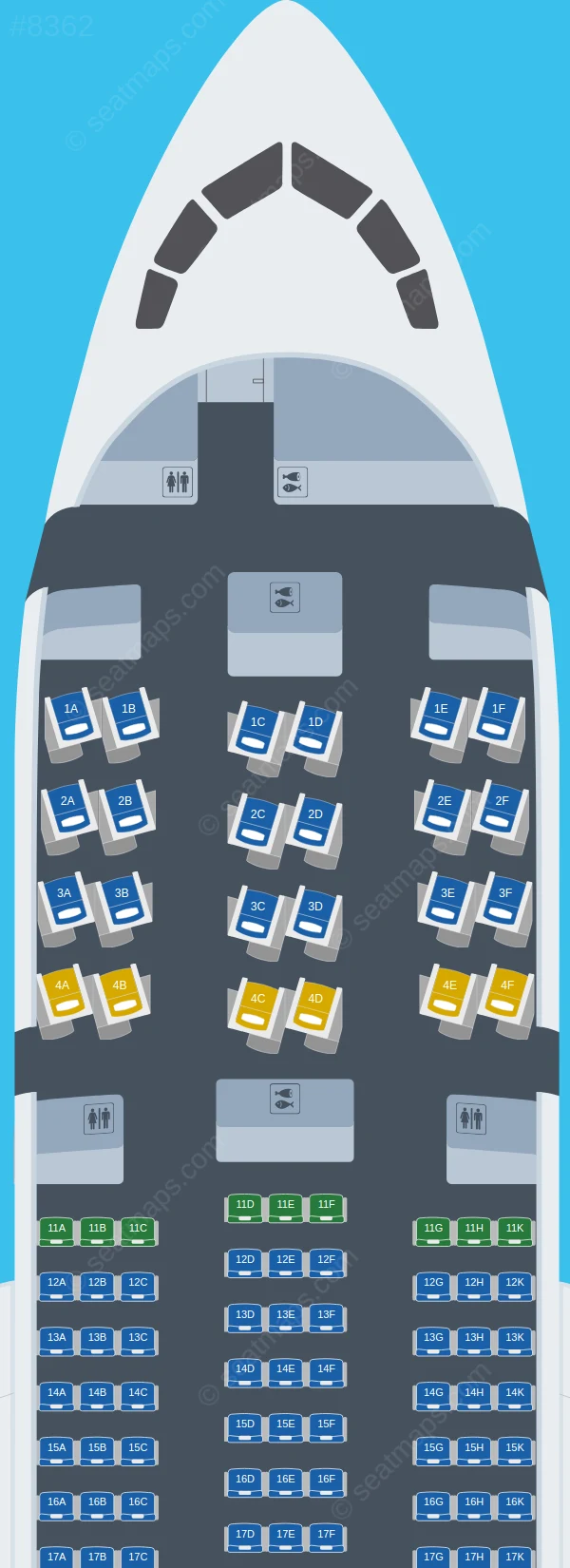 Uzbekistan Airways Boeing 787-8 V.1 seatmap preview