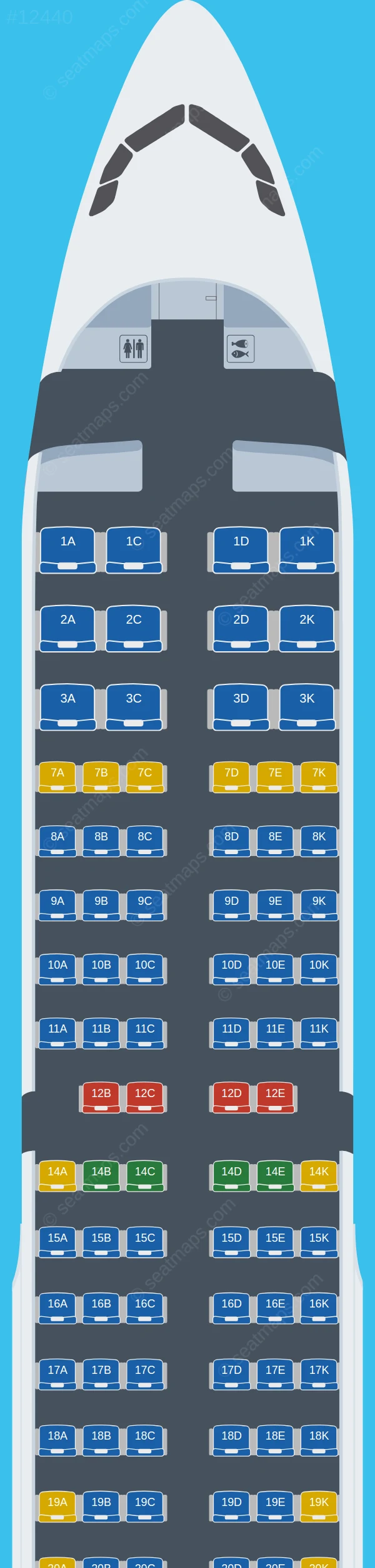 Air Samarkand Airbus A321-200 seatmap preview