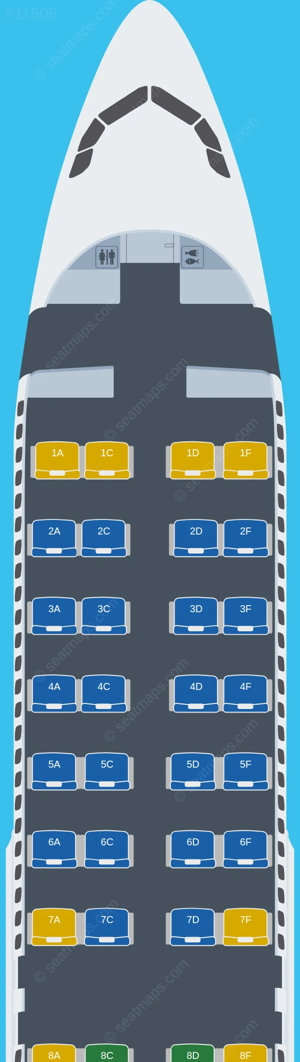 Global Crossing Airlines Airbus A320-200 V.4 seatmap preview