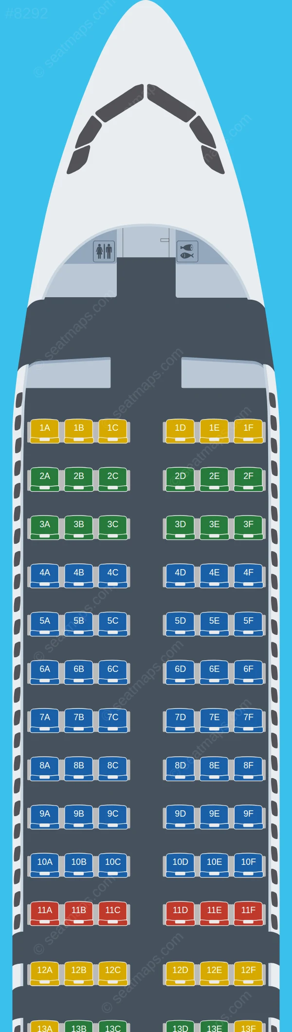 Volaris Costa Rica Airbus A320neo seatmap preview
