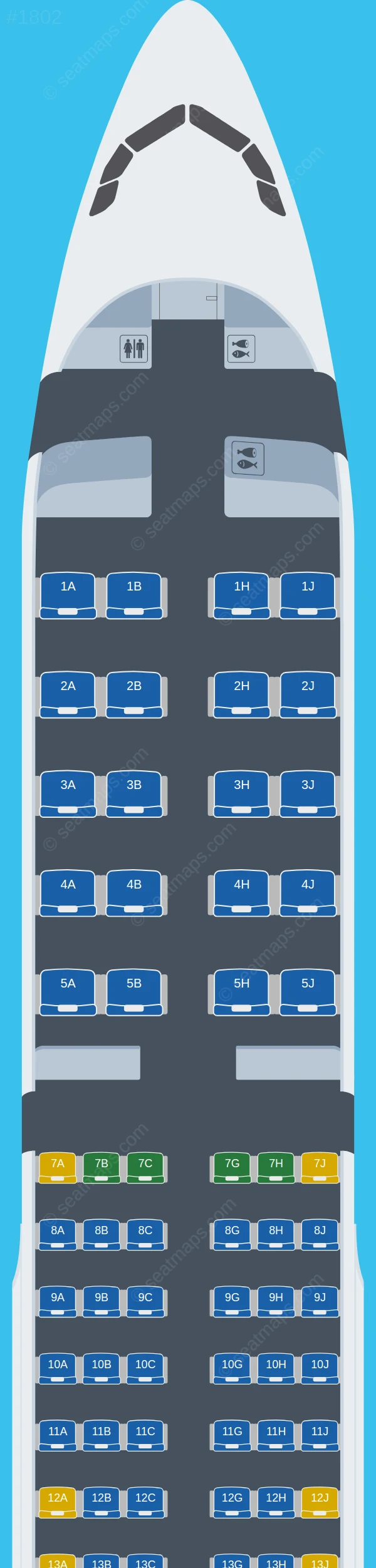 Royal Jordanian Airbus A321-200 seatmap preview