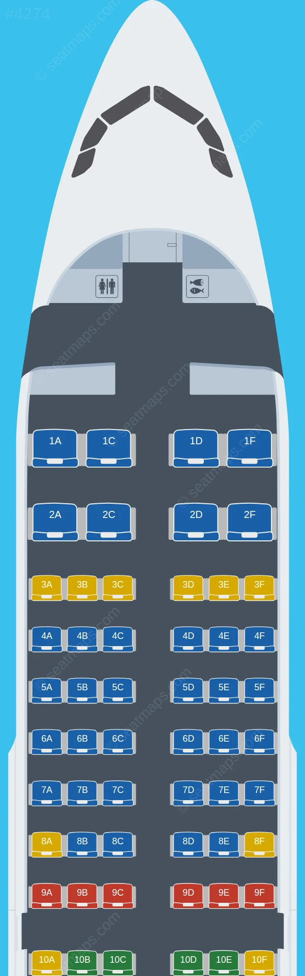 Ural Airlines Airbus A319-100 seatmap preview