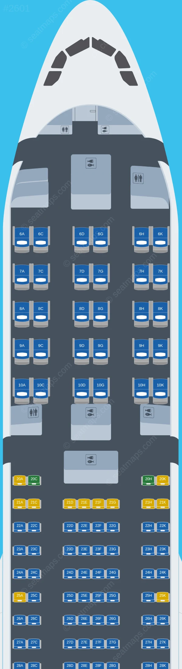 EVA Air Airbus A330-300 V.1 seatmap preview
