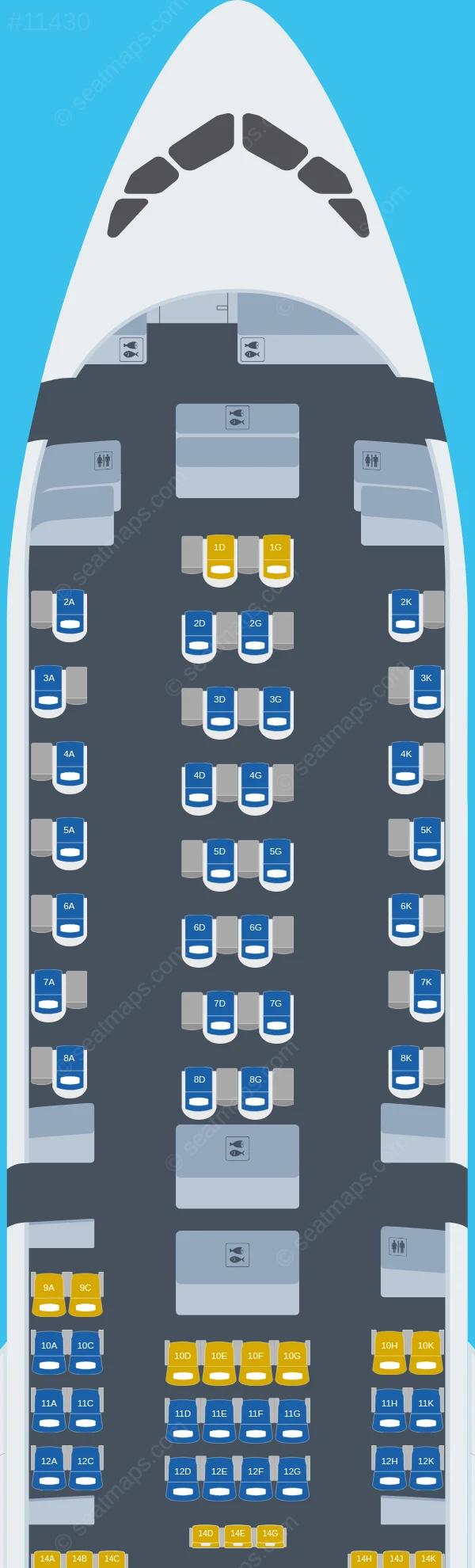 Lufthansa Airbus A350-900 V.2 seatmap preview