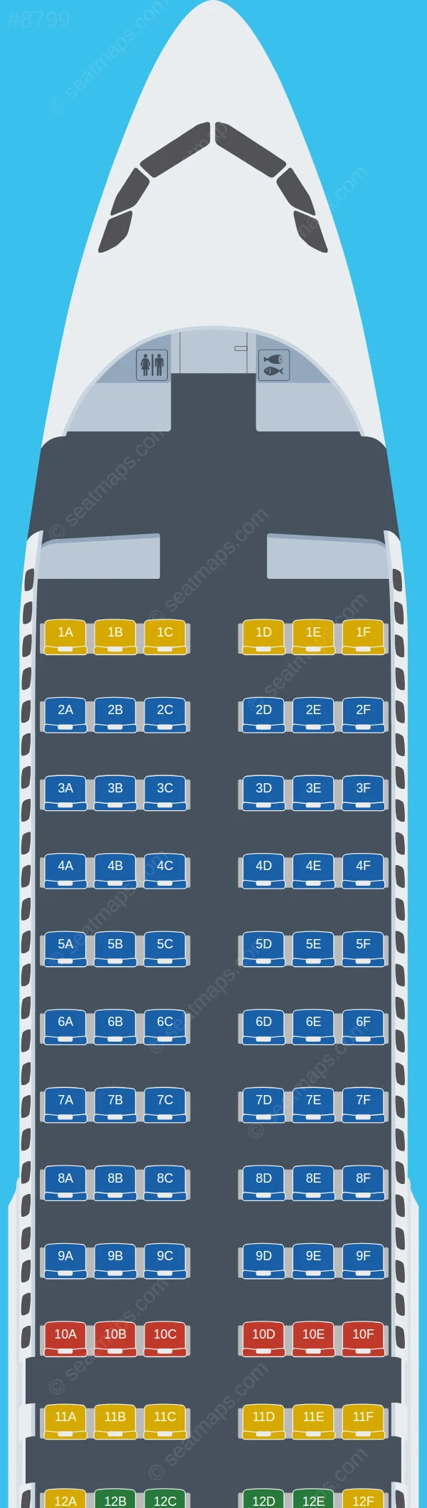 Jazeera Airways Airbus A320-200 V.1 seatmap preview
