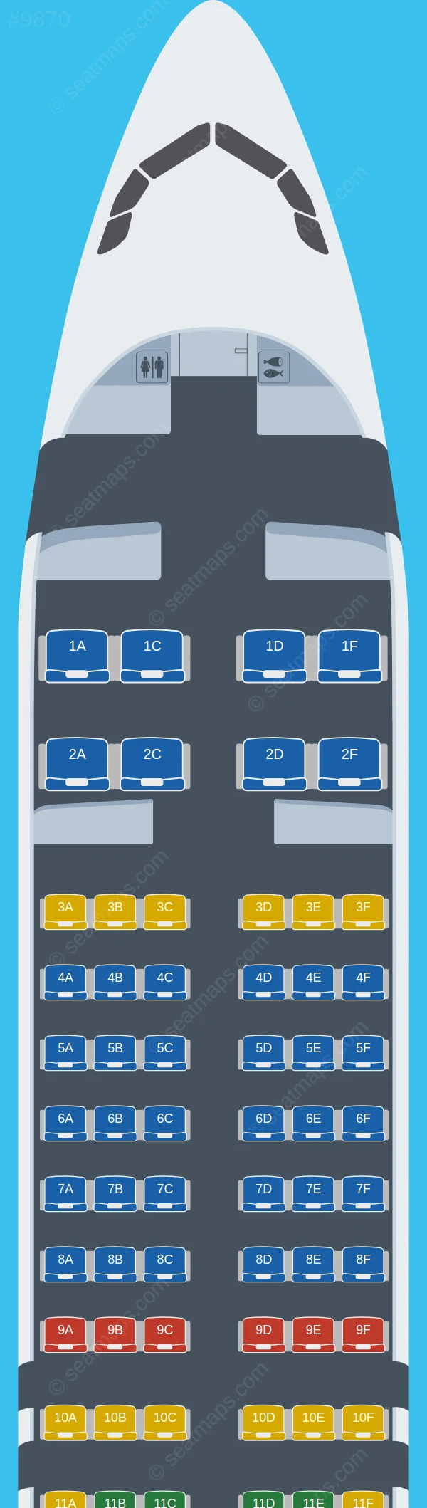 Colorful Guizhou Airlines Airbus A320neo V.2 seatmap preview
