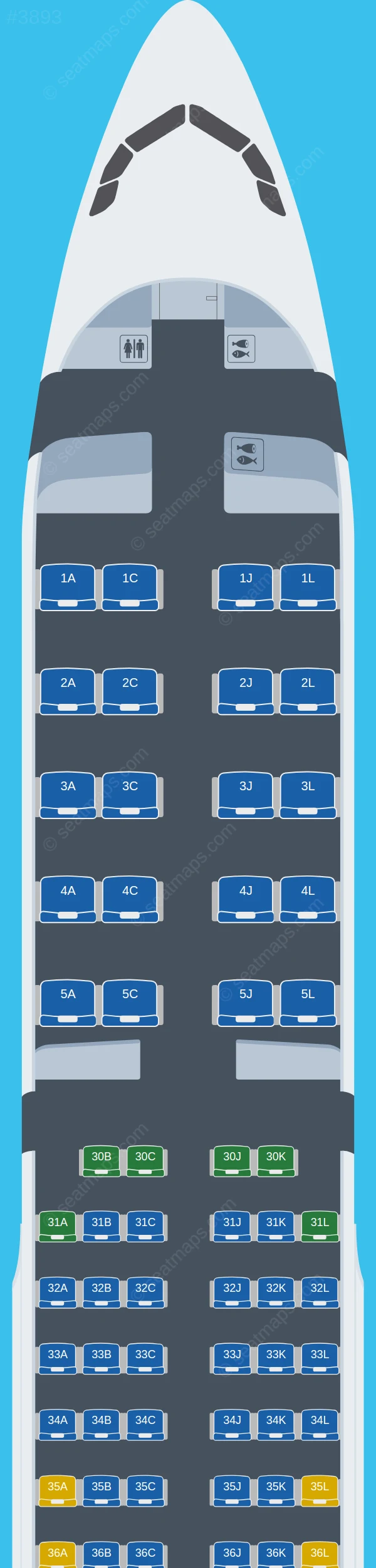Saudia Airbus A321-200 seatmap preview