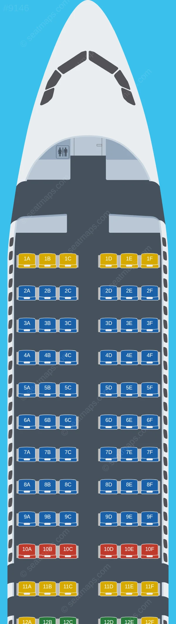 Azul Brazilian Airlines Airbus A320neo V.2 seatmap preview