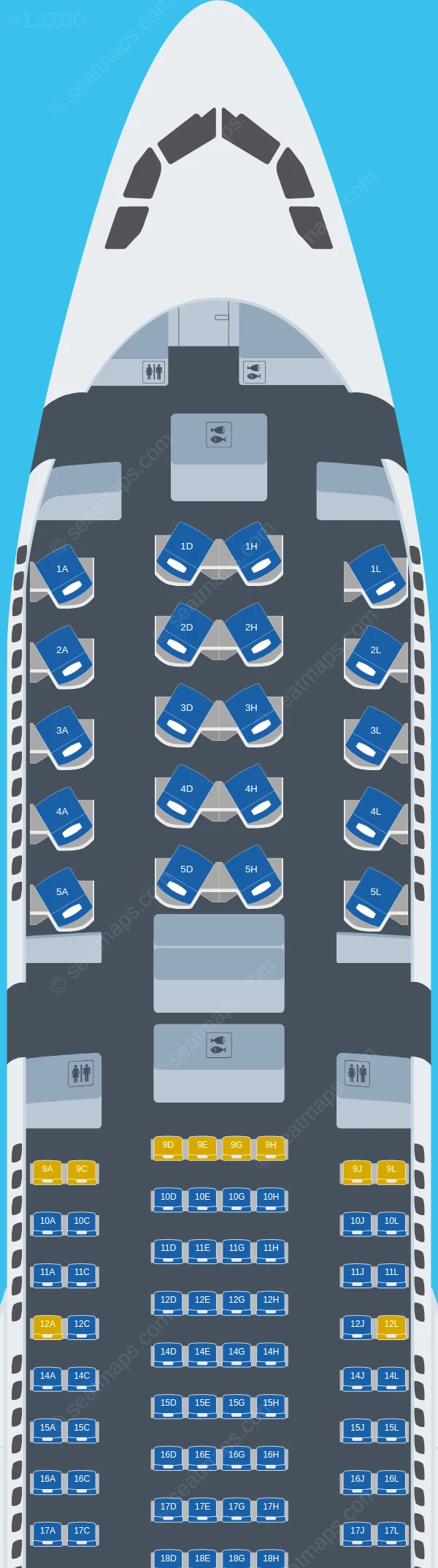 LEVEL Airbus A330-200 V.2 seatmap preview